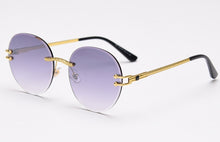 Load image into Gallery viewer, Peekaboo metal gold rimless glasses for men frameless gradient lens round sunglasses women blue brown uv400 2023 spring hinge