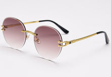 Load image into Gallery viewer, Peekaboo metal gold rimless glasses for men frameless gradient lens round sunglasses women blue brown uv400 2023 spring hinge