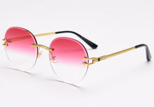 Load image into Gallery viewer, Peekaboo metal gold rimless glasses for men frameless gradient lens round sunglasses women blue brown uv400 2023 spring hinge