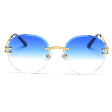 Load image into Gallery viewer, Peekaboo metal gold rimless glasses for men frameless gradient lens round sunglasses women blue brown uv400 2023 spring hinge