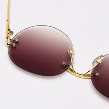 Load image into Gallery viewer, Peekaboo metal gold rimless glasses for men frameless gradient lens round sunglasses women blue brown uv400 2023 spring hinge