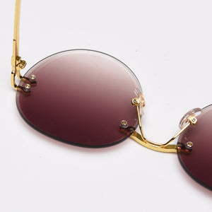 Peekaboo metal gold rimless glasses for men frameless gradient lens round sunglasses women blue brown uv400 2023 spring hinge