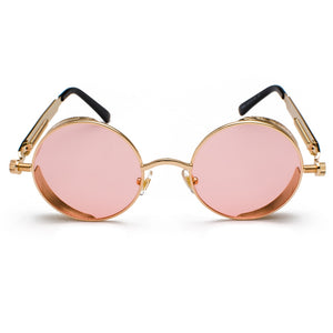 Peekaboo metal round steampunk sunglasses men women summer 2023 pink blue yellow red round sun glasses for women unisex
