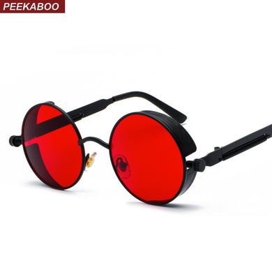 Peekaboo metal round steampunk sunglasses men women summer 2023 pink blue yellow red round sun glasses for women unisex