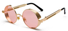 Load image into Gallery viewer, Peekaboo metal round steampunk sunglasses men women summer 2023 pink blue yellow red round sun glasses for women unisex