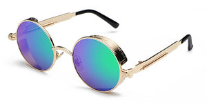 Peekaboo metal round steampunk sunglasses men women summer 2023 pink blue yellow red round sun glasses for women unisex