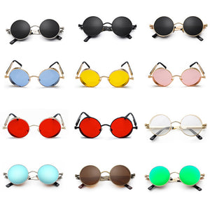 Peekaboo metal round steampunk sunglasses men women summer 2023 pink blue yellow red round sun glasses for women unisex
