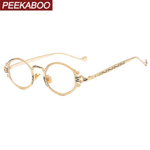 Load image into Gallery viewer, Peekaboo metal women steam punk glasses oval retro clear lens accessories vintage eye glasses for men round gold black silver