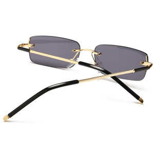 Peekaboo narrow rectangular sunglasses for men rimless metal small retro sun glasses for men uv400 gold blue green 2023 summer