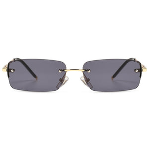 Peekaboo narrow rectangular sunglasses for men rimless metal small retro sun glasses for men uv400 gold blue green 2023 summer