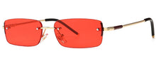 Load image into Gallery viewer, Peekaboo narrow rectangular sunglasses for men rimless metal small retro sun glasses for men uv400 gold blue green 2023 summer
