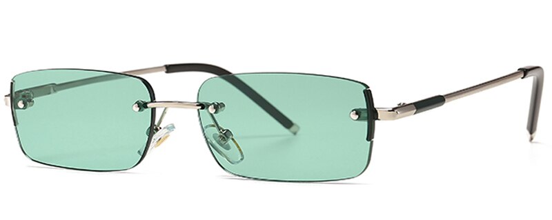 Peekaboo narrow rectangular sunglasses for men rimless metal small retro sun glasses for men uv400 gold blue green 2023 summer