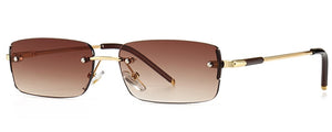 Peekaboo narrow rectangular sunglasses for men rimless metal small retro sun glasses for men uv400 gold blue green 2023 summer