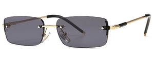 Peekaboo narrow rectangular sunglasses for men rimless metal small retro sun glasses for men uv400 gold blue green 2023 summer
