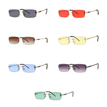 Load image into Gallery viewer, Peekaboo narrow rectangular sunglasses for men rimless metal small retro sun glasses for men uv400 gold blue green 2023 summer