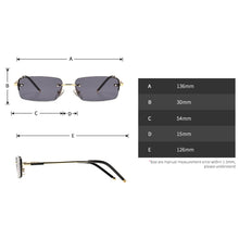 Load image into Gallery viewer, Peekaboo narrow rectangular sunglasses for men rimless metal small retro sun glasses for men uv400 gold blue green 2023 summer