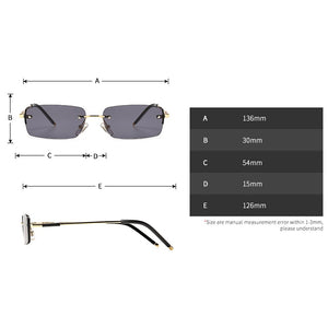 Peekaboo narrow rectangular sunglasses for men rimless metal small retro sun glasses for men uv400 gold blue green 2023 summer