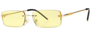 Peekaboo narrow rectangular sunglasses for men rimless metal small retro sun glasses for men uv400 gold blue green 2023 summer