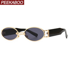Load image into Gallery viewer, Peekaboo punk style retro oval sunglasses men metal uv400 gold round sun glasses for women 2023 vintage accessories male