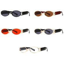 Load image into Gallery viewer, Peekaboo punk style retro oval sunglasses men metal uv400 gold round sun glasses for women 2023 vintage accessories male