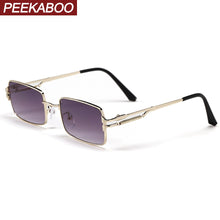 Load image into Gallery viewer, Peekaboo rectangle punk glasses for men retro style uv400 gold metal sunglasses women square brown 2023 drop shipping