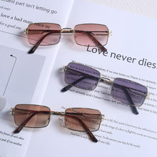 Load image into Gallery viewer, Peekaboo rectangle punk glasses for men retro style uv400 gold metal sunglasses women square brown 2023 drop shipping