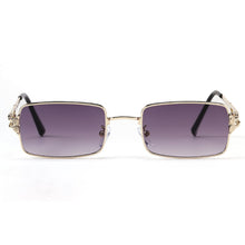 Load image into Gallery viewer, Peekaboo rectangle punk glasses for men retro style uv400 gold metal sunglasses women square brown 2023 drop shipping