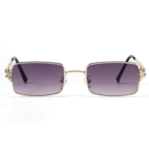 Peekaboo rectangle punk glasses for men retro style uv400 gold metal sunglasses women square brown 2023 drop shipping