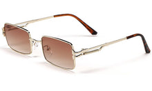Load image into Gallery viewer, Peekaboo rectangle punk glasses for men retro style uv400 gold metal sunglasses women square brown 2023 drop shipping