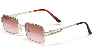 Peekaboo rectangle punk glasses for men retro style uv400 gold metal sunglasses women square brown 2023 drop shipping