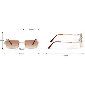 Peekaboo rectangle punk glasses for men retro style uv400 gold metal sunglasses women square brown 2023 drop shipping