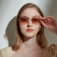 Load image into Gallery viewer, Peekaboo rectangle punk glasses for men retro style uv400 gold metal sunglasses women square brown 2023 drop shipping
