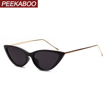 Load image into Gallery viewer, Peekaboo retro cat eye sunglasses white women&#39;s half metal frame small sun glasses female black leopard eyewear ladies