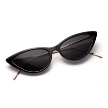 Load image into Gallery viewer, Peekaboo retro cat eye sunglasses white women&#39;s half metal frame small sun glasses female black leopard eyewear ladies