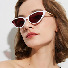 Load image into Gallery viewer, Peekaboo retro cat eye sunglasses white women&#39;s half metal frame small sun glasses female black leopard eyewear ladies