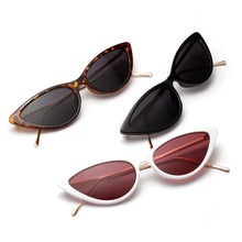 Load image into Gallery viewer, Peekaboo retro cat eye sunglasses white women&#39;s half metal frame small sun glasses female black leopard eyewear ladies