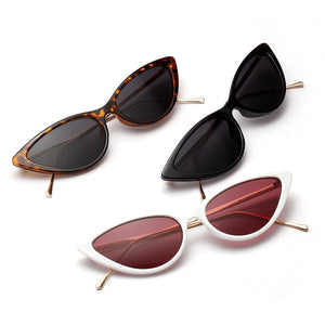 Peekaboo retro cat eye sunglasses white women's half metal frame small sun glasses female black leopard eyewear ladies