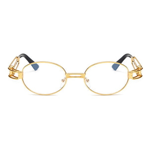 Peekaboo retro clear lens nerd glasses frames for men male oval small round eyeglasses for women gold metal hollow 2023