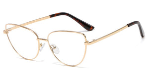 Peekaboo retro metal glasses frame cat eye female gold black clear lens triangle optical eyeglasses women's accessories
