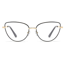 Load image into Gallery viewer, Peekaboo retro metal glasses frame cat eye female gold black clear lens triangle optical eyeglasses women&#39;s accessories