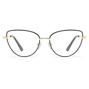 Peekaboo retro metal glasses frame cat eye female gold black clear lens triangle optical eyeglasses women's accessories