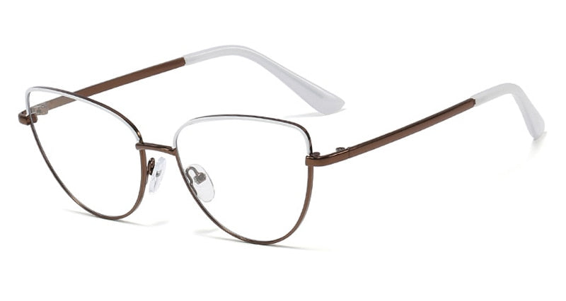 Peekaboo retro metal glasses frame cat eye female gold black clear lens triangle optical eyeglasses women's accessories