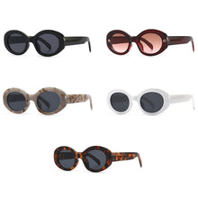Load image into Gallery viewer, Peekaboo retro style oval sunglasses for women uv400 summer glasses female 2023 black leopard selling birthday gift ladies