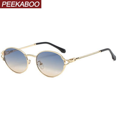 Peekaboo small frame oval sunglasses for men metal gold male ladies sun glasses uv400  2023 summer style