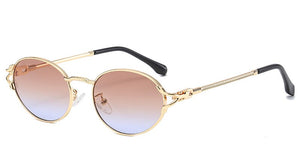 Peekaboo small frame oval sunglasses for men metal gold male ladies sun glasses uv400  2023 summer style