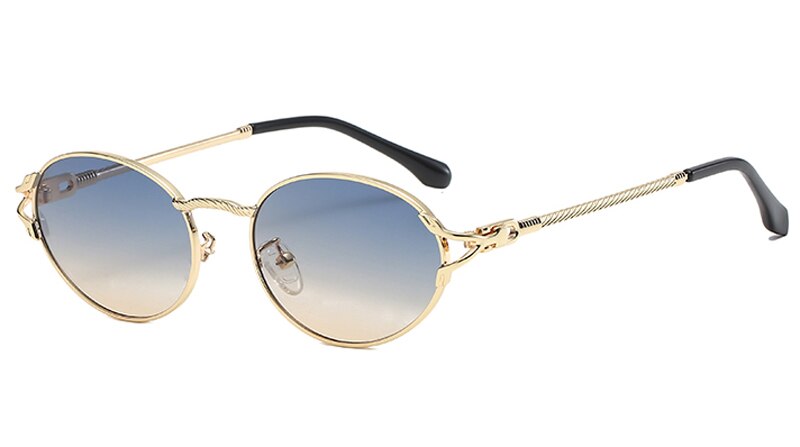 Peekaboo small frame oval sunglasses for men metal gold male ladies sun glasses uv400  2023 summer style