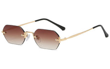 Load image into Gallery viewer, Peekaboo small frame vintage sunglasses women uv400 rimless polygon rectangular glasses for men uv400 gold metal frameless blue