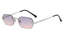 Load image into Gallery viewer, Peekaboo small frame vintage sunglasses women uv400 rimless polygon rectangular glasses for men uv400 gold metal frameless blue