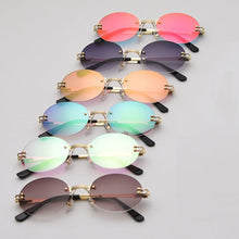Load image into Gallery viewer, Peekaboo small oval sunglasses mirror men uv400 retro rimless round sun glasses vintage woman 2023 spring summer gift items