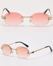 Load image into Gallery viewer, Peekaboo small oval sunglasses mirror men uv400 retro rimless round sun glasses vintage woman 2023 spring summer gift items